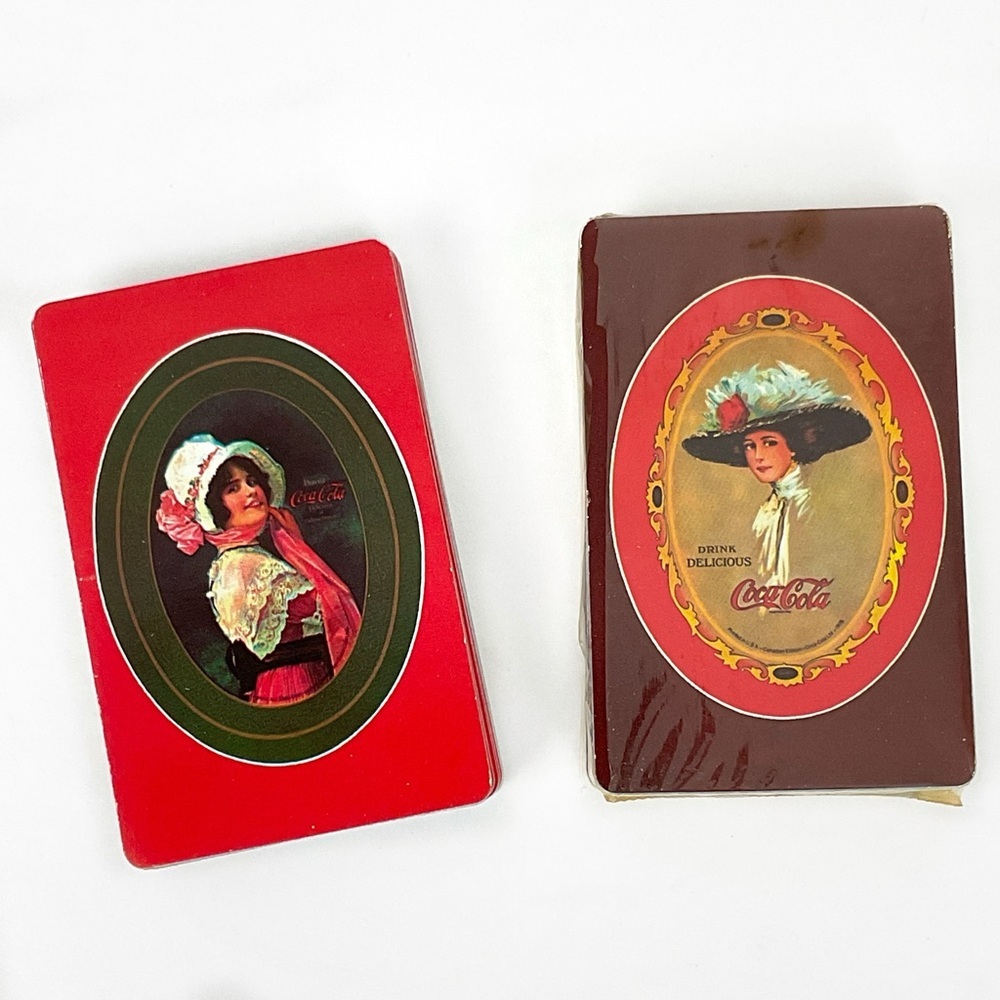 Vintage 70s Classic Coca Cola double deck playing cards, never used complete set